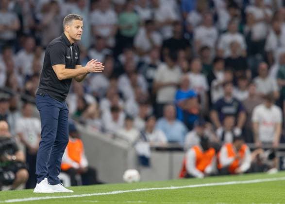 Tottenham Hotspur v FK Bodo Glimt, UEFA Europa League, Semi-Final, Leg 1 of 2, Football, Tottenham Hotspur Stadium, Tottenham, London, UK - 01 May 2025 FK Bodo Glimt Manager Kjetil Knutsen reacts Tottenham Tottenham Hotspur Stadium London GBR, UK NEWSPAPERS OUT Copyright: xEllixBirchx
