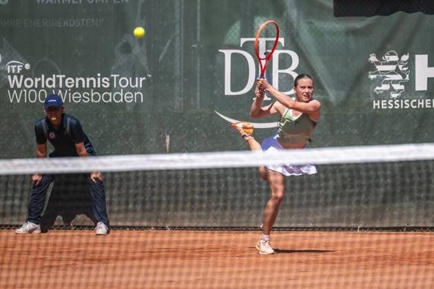 01.05.2025, GER, Frauen, ITF World Tennis Tour - Wiesbaden Tennis Open - Runde der letzten 16 - Einzel Anna Siskova (CZE) während des Spiels. Wiesbaden-Nordenstadt T2 Sports Health Club Hessen Deutschland
