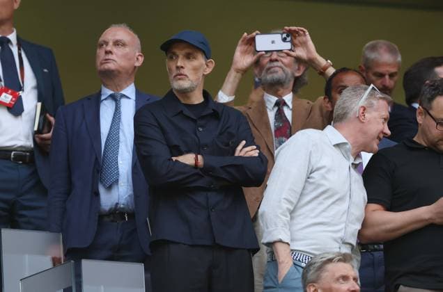 during the UEFA Europa League Semi Final 1st leg match between Tottenham Hotspur v Bodo Glimt. - Tottenham Hotspur v Bodo Glimt, UEFA Europa League, Semi Final, 1st Leg, Tottenham Hotspur Stadium, London, England. - 1st May 2025. (C) Daniel Weir Crystal Pix Thomas Tuchel England manager watches on during the UEFA Europa League Semi Final 1st leg match between Tottenham Hotspur v Bodo Glimt. - Tottenham Hotspur v Bodo Glimt, UEFA Europa League, Semi Final, 1st Leg, Tottenham Hotspur Stadium, London, England. - 1st May 2025. (C) Daniel Weir Crystal Pix London Tottenham Hotspur Stadium UK Copyright: xDanielxWeirx CP_DW_Tottenham_Bodo_07