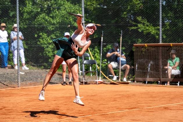 01.05.2025, GER, Frauen, ITF World Tennis Tour - Wiesbaden Tennis Open - Runde der letzten 16 - Einzel Taylah Preston (AUS) während des Spiels. Wiesbaden-Nordenstadt T2 Sports Health Club Hessen Deutschland