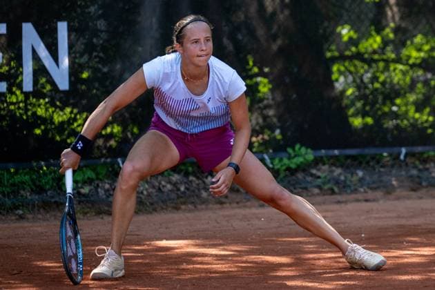 01.05.2025, GER, Frauen, ITF World Tennis Tour - Wiesbaden Tennis Open - Runde der letzten 16 - Einzel Hanne Vandewinkel (BEL) während des Spiels. Wiesbaden-Nordenstadt T2 Sports Health Club Hessen Deutschland