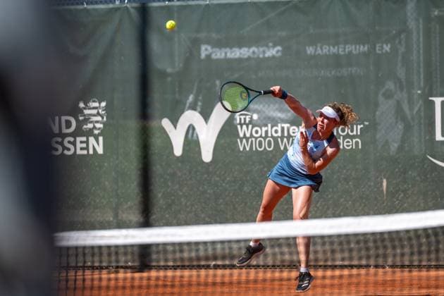01.05.2025, GER, Frauen, ITF World Tennis Tour - Wiesbaden Tennis Open - Runde der letzten 16 - Einzel Anna-Lena Friedsam (GER) während des Spiels. Wiesbaden-Nordenstadt T2 Sports Health Club Hessen Deutschland