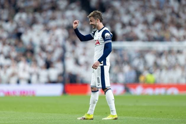 Tottenham Hotspur FC v FK Bodo Glimt GOAL 2-0 James Maddison (10) of Tottenham Hotspur scores and celebrates during the Tottenham Hotspur FC v FK Bodo Glimt at Tottenham Hotspur Stadium, London, England, United Kingdom on 1 May 2025 Credit: Ian Stephen Every Second Media Editorial use only. All images are copyright Every Second Media Limited. No images may be reproduced without prior permission. Copyright: xIMAGO EveryxSecondxMediax ESM-1456-0020 IanxStephenx xEveryxSecondxMediax