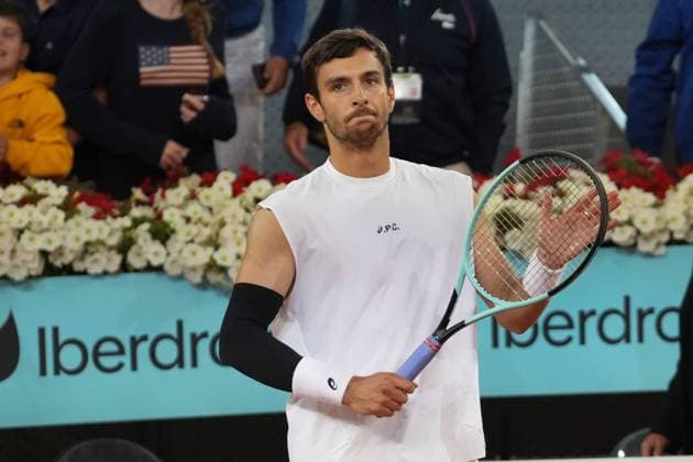 TENNIS - MUTUA MADRID OPEN 2025 Laurent Lairys MAXPPP - Lorenzo Musetti of Italia during the Mutua Madrid Open 2025, ATP, Tennis Herren Masters 1000 and WTA, Tennis Damen 1000, tennis tournament on 01 May 2025 at Caja Magica in Madrid, Spain - Photo Laurent Lairys MAXPPP Madrid Spain  Copyright: xMAXPPPxLaurentxLairysx LLR202505018768 LLR202505018768