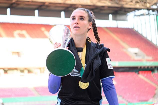 COLOGNE, GERMANY - 1 MAY, 2025: Ena Mahmutovic - The DFB-Pokal Frauen (Germany Women Cup) match FC Bayern Munich vs SV Werder Bremen at Rhein Energie Stadion.  Copyright: xx
