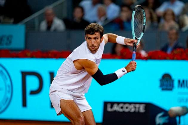 Mutua Madrid Open 2025 Lorenzo Musetti of Italy is in action against Gabriel Diallo of Canada during the Men s Singles Quarter-Final match at the Mutua Madrid Open 2025 tournament celebrated at La Caja Magica on May 01, 2025 in Madrid, Spain. Madrid La Caja Magica Madrid Spain Copyright: xAlbertoxGardinx AGardin_20250501_Mutua_Madrid_Open_0859