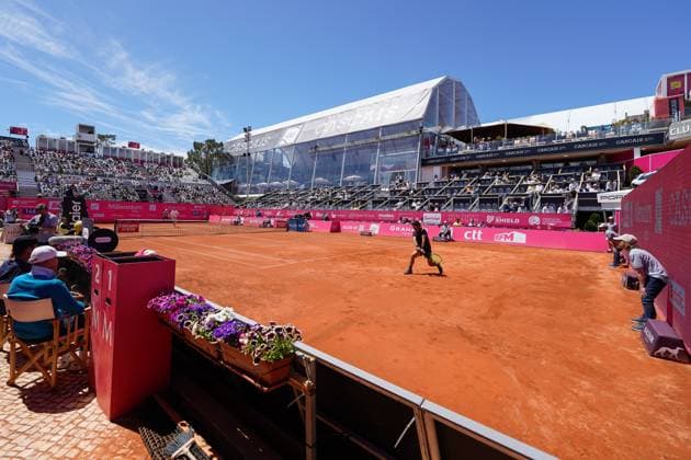 Millennium Estoril Open Challenger returns a ball to during the first round of Millennium Estoril Open Challenger 175 tennis tournament at the Clube de Tenis do Estoril. (Foto: Bruno de Carvalho Brazil Photo Press) Estoril Clube de Tenis do Estoril Lisboa Portugal Copyright: xBrunoxdexCarvalhox