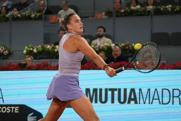 TENNIS - MUTUA MADRID OPEN 2025 Laurent Lairys MAXPPP - Aryna Sabalenka of BiÃ lorussie during the Mutua Madrid Open 2025, ATP, Tennis Herren Masters 1000 and WTA, Tennis Damen 1000, tennis tournament on 01 May 2025 at Caja Magica in Madrid, Spain - Photo Laurent Lairys MAXPPP Madrid Spain  Copyright: xMAXPPPxLaurentxLairysx LLR202505028858 LLR202505028858