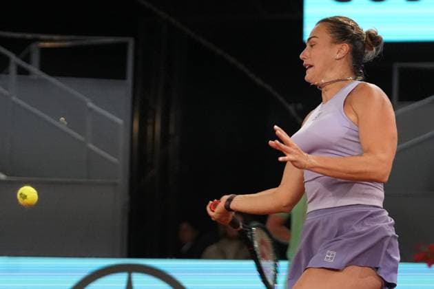 TENNIS - MUTUA MADRID OPEN 2025 Laurent Lairys MAXPPP - Aryna Sabalenka of BiÃ lorussie during the Mutua Madrid Open 2025, ATP, Tennis Herren Masters 1000 and WTA, Tennis Damen 1000, tennis tournament on 01 May 2025 at Caja Magica in Madrid, Spain - Photo Laurent Lairys MAXPPP Madrid Spain  Copyright: xMAXPPPxLaurentxLairysx LLR202505028888 LLR202505028888