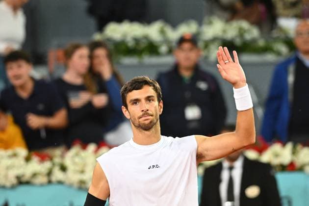 Mutua Madrid Open - Quarter-finals - Lorenzo Musetti Lorenzo Musetti (ITA) during his quarter final round match at the Mutua Madrid Open in Madrid, Spain, on May, 1, 2025. Photo by Corinne Dubreuil ABACAPRESS.COM Madrid Spain  Copyright: xDubreuilxCorinne ABACAx