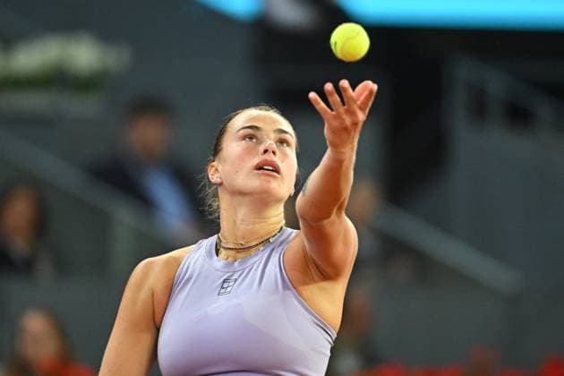 Mutua Madrid Open - Quarter-finals - Aryna Sabalenka Aryna Sabalenka (RUS) during her semi final round match at the Mutua Madrid Open in Madrid, Spain, on May, 1, 2025. Photo by Corinne Dubreuil ABACAPRESS.COM Madrid Spain  Copyright: xDubreuilxCorinne ABACAx