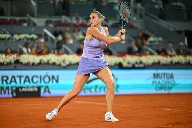 Mutua Madrid Open - Quarter-finals - Aryna Sabalenka Aryna Sabalenka (RUS) during her semi final round match at the Mutua Madrid Open in Madrid, Spain, on May, 1, 2025. Photo by Corinne Dubreuil ABACAPRESS.COM Madrid Spain  Copyright: xDubreuilxCorinne ABACAx