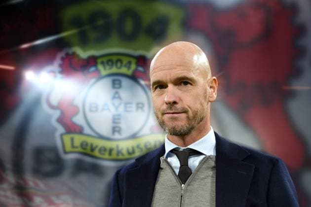 FOTOMONTAGE: Erik TEN HAG wird als Nachfolger von Xabi ALONSO als Trainer bei Bayer Leverkusen gehandelt. ARCHIVFOTO: Einzelbild,angeschnittenes Einzelmotiv,Portraet,Portrait