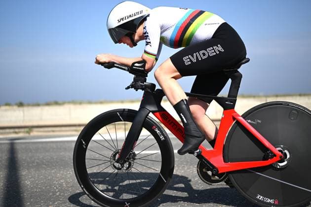 RIGLING Flurina pictured in action during the time trials at the UCI Para-Cycling Road World Cup event, Friday 02 May 2025, in Oostende. The UCI Para-Cycling Road World Cup takes place from 01 to 04 May in Oostende and Brugge. LUCxCLAESSEN  x122435772x