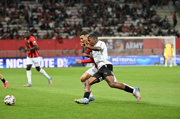 OGC Nice v Stade de Reims - Ligue 1 McDonald s 2024 2025 19 Badredine BOUANANI (ogcn) - 18 Sergio AKIEME (sdr) during the Ligue 1 McDonald s match between Nice and Reims on May 2, 2025 in Nice, France. Nice France  Copyright: xFEPx 776314088