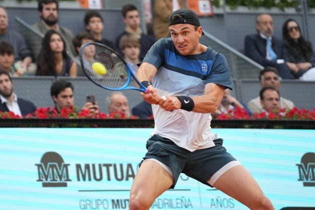 TENNIS - MUTUA MADRID OPEN 2025 Jack Draper of Grande-Bretagne during the Mutua Madrid Open 2025, ATP, Tennis Herren Masters 1000 and WTA, Tennis Damen 1000, tennis tournament on 02May 2025 at Caja Magica in Madrid, Spain - Photo Laurent Lairys PSNEWZ MadridSpain  Copyright: xLaurentxLairysx