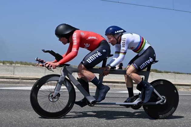 BANGMA Tristan MEGENS Brian pictured in action during the time trials at the UCI Para-Cycling Road World Cup event, Friday 02 May 2025, in Oostende. The UCI Para-Cycling Road World Cup takes place from 01 to 04 May in Oostende and Brugge. LUCxCLAESSEN  x122468501x