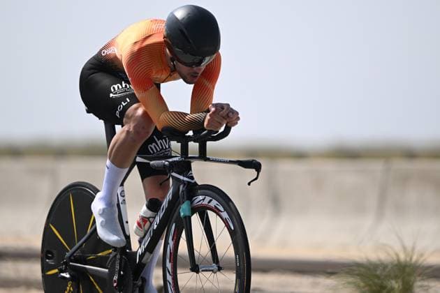 MC5 Individual s Mathis Tiphaigne pictured in action at the time trials at the UCI Para-Cycling Road World Cup event, Friday 02 May 2025, in Oostende. The UCI Para-Cycling Road World Cup takes place from 01 to 04 May in Oostende and Brugge. LUCxCLAESSEN  x122468765x