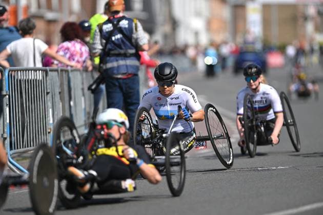 WH5 Italy s Ana Maria Vitelaru pictured in action and during during the road races at the UCI Para-Cycling Road World Cup event, Saturday 03 May 2025, in Brugge. The UCI Para-Cycling Road World Cup takes place from 01 to 04 May in Oostende and Brugge. LUCxCLAESSEN  x122525802x