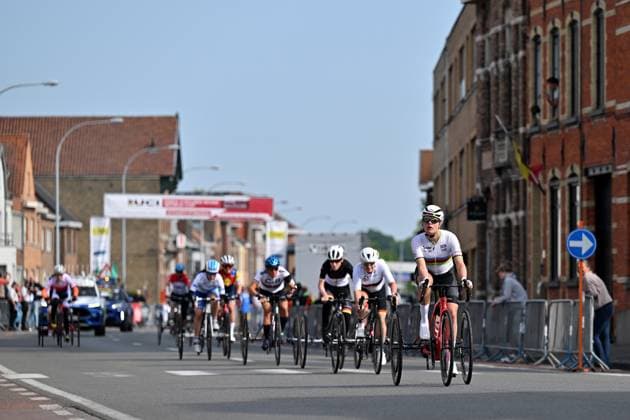 WT2 Denmark s Emma Lund leads the pack during the road races at the UCI Para-Cycling Road World Cup event, Saturday 03 May 2025, in Brugge. The UCI Para-Cycling Road World Cup takes place from 01 to 04 May in Oostende and Brugge. LUCxCLAESSEN  x122525901x