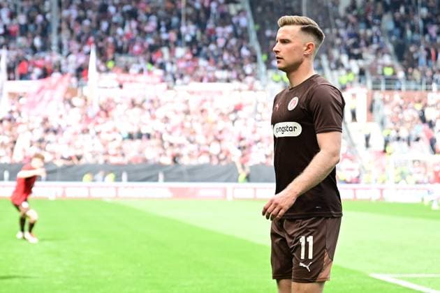 Fußball I Herren I Saison 2024-2025 I Bundesliga I 32. Spieltag I FC St. Pauli - VfB Stuttgart I 3.5.2025 Freisteller Johannes Eggestein (11, FC St. Pauli) Hamburg Millerntor Stadion Hamburg Deutschland Copyright: xLobeca AndreasxHannigx