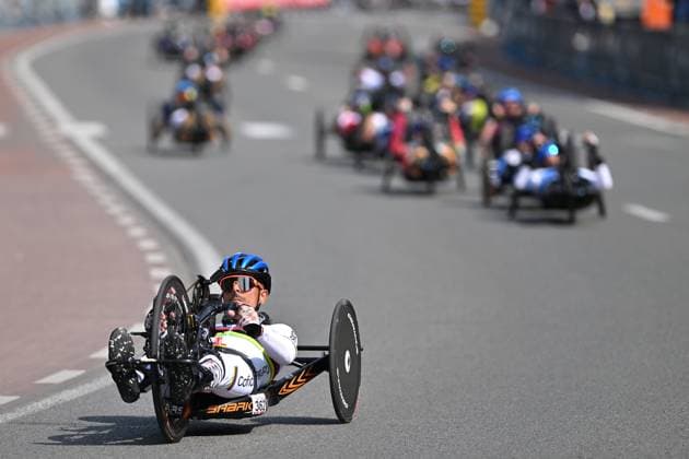 MH2 Spain s Sergio Garrote Munoz pictured in action during the road races at the UCI Para-Cycling Road World Cup event, Saturday 03 May 2025, in Brugge. The UCI Para-Cycling Road World Cup takes place from 01 to 04 May in Oostende and Brugge. LUCxCLAESSEN  x122529191x
