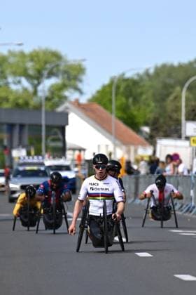 MH5 Netherlands Mitch Valize pictured as he wins the MH5 race at the road races at the UCI Para-Cycling Road World Cup event, Saturday 03 May 2025, in Brugge. The UCI Para-Cycling Road World Cup takes place from 01 to 04 May in Oostende and Brugge. LUCxCLAESSEN  x122532158x