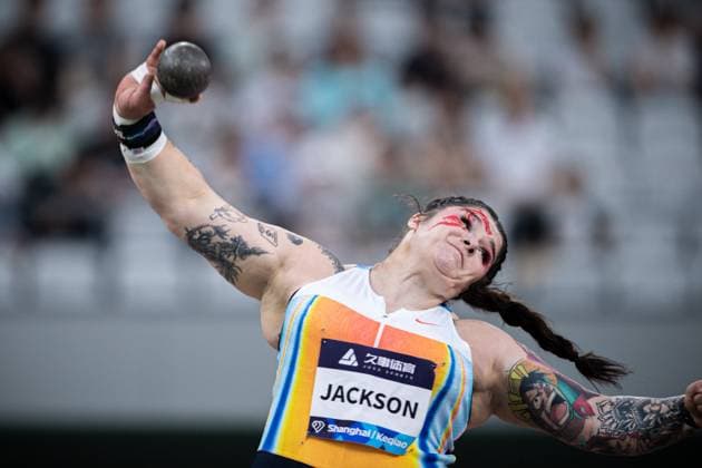 Bilder des Jahres 2025, Sport 05 Mai Sport Themen der Woche KW18 Sport Bilder des Tages (250503) -- SHAOXING, May 3, 2025 -- Chase Jackson of the United States competes during the Women s Shot Put event at the Yangtze River Delta Athletics Diamond Gala in Shaoxing, east China s Zhejiang Province, May 3, 2025. ) (SP)CHINA-SHAOXING-ATHLETICS-DIAMOND LEAGUE (CN) JiangxHan 