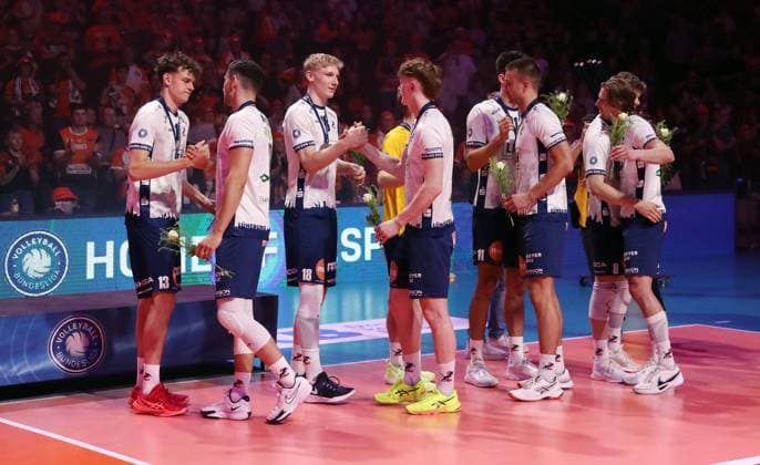 2. Platz für dei Lüneburger Volleyball Bundesliga Herren Play Off Finale 3. Spiel Saison 2024 2025 03.05.2025 BR Volleys Berlin BRV vs SVG Lüneburg