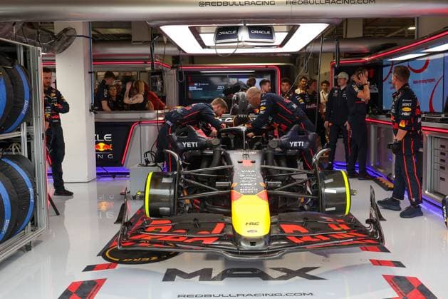 Box von George Max Verstappen (Oracle Red Bull Racing), Grosser Preis von Miami, Motorsport, Herren, Formel 1, Sprint, 03.05.2025 Miami Florida USA