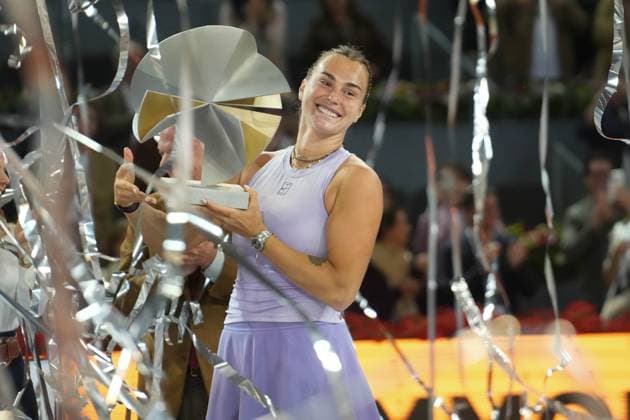 Bilder des Jahres 2025, Sport 05 Mai Sport Themen der Woche KW18 Sport Bilder des Tages TENNIS - MUTUA MADRID OPEN 2025 Aryna Sabalenka of BiÃ lorussie during the Mutua Madrid Open 2025, ATP, Tennis Herren Masters 1000 and WTA, Tennis Damen 1000, tennis tournament on 03 May 2025 at Caja Magica in Madrid, Spain - Photo Laurent Lairys PSNEWZ MadridSpain  Copyright: xLaurentxLairysx