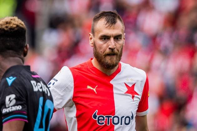 SLAVIA PRAHA - VIKTORIA PLZEN Tomas Chory of Slavia during the 2nd round of championship group football match of Chance liga between SK Slavia Praha and FC Viktoria Plzen. Prague, Czechia, May 03, 2025. Photo by Branislav Racko Copyright: xx 080A1812