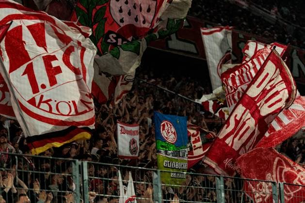 2. Fußball Bundesliga: 1. FC Köln - SSV Jahn Regensburg; 03.05.2025 Fahnen 1. FC Köln Geissbockheim erhalten 2. Fußball Bundesliga, 1. FC Köln - SSV Jahn Regensburg, Köln, Rheinenergiestadion am 03.05.2025 DFL REGULATIONS PROHIBIT ANY USE OF PHOTOGRAPHS AS IMAGE SEQUENCES AND OR QUASI-VIDEO.