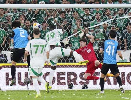 Football: AFC Champions League Elite Goalkeeper Louis Yamaguchi (98) from Japan s Kawasaki Frontale concedes a goal in the first half of the AFC Champions League Elite final against Saudi Arabia s Al-Ahli in Jeddah, Saudi Arabia, on May 3, 2025.  A14AA0004516124P
