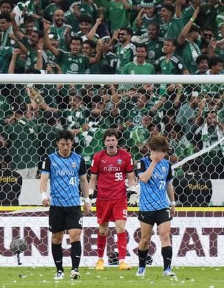 Football: AFC Champions League Elite Goalkeeper Louis Yamaguchi (98) from Japan s Kawasaki Frontale reacts after conceding a goal in the first half of the AFC Champions League Elite final against Saudi Arabia s Al-Ahli in Jeddah, Saudi Arabia, on May 3, 2025.  A14AA0004516177P