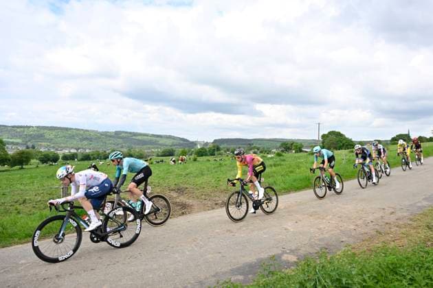 Lotto-Famenne Ardenne Classic 2025 cycling race MARCHE-EN-FAMENNE, BELGIUM - MAY 04 : Vadic Baptiste (FRA) of Team TotalEnergies, Vercouillie Victor (BEL) of Team Flanders - Baloise, Tuckwell Luke (AUS) of Red Bull - BORA - hansgrohe Rookies, De Keyser Ewout (BEL) of Tarteletto - Isorex, Corsus Yordi (BEL) of Pauwels Sauzen - Cibel Clementines, Appel Stijn (NED) of BEAT Cycling Club, Mellaerts Robbe (BEL) of BEAT Cycling Club, Haest Jasper (NED) of VolkerWessels Cycling Team during the Men Elite UCI 1.1 Europe Tour 7th Lotto-Famenne Ardenne Classic cycling race with start in Marche-en-Famenne and finish in Marche-en-Famenne after 195 km on May 04, 2025 in Marche-en-Famenne, Belgium, 04 05 2025 ( Motordriver Guy De Vuyst & Marche-en-Famenne Belgium  Copyright: xJanxDexMeuleneirx