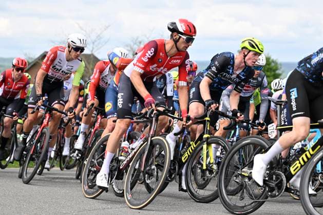 Lotto-Famenne Ardenne Classic 2025 cycling race MARCHE-EN-FAMENNE, BELGIUM - MAY 04 : Van Moer Brent (BEL) of Lotto during the Men Elite UCI 1.1 Europe Tour 7th Lotto-Famenne Ardenne Classic cycling race with start in Marche-en-Famenne and finish in Marche-en-Famenne after 195 km on May 04, 2025 in Marche-en-Famenne, Belgium, 04 05 2025 ( Motordriver Guy De Vuyst & Marche-en-Famenne Belgium  Copyright: xJanxDexMeuleneirx