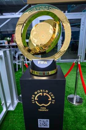 4th May 2025; Miami International Autodrome, Miami, Florida, USA; Formula 1 Crypto.com Miami Grand Prix 2025; Race Day; The FIFA Club World Cup trophy on display in the Team Village.  ActionPlus12782388 DouglasxMurray