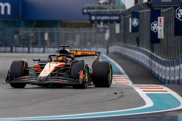 MIAMI, UNITED STATES: Oscar Piastri, racing for the McLaren F1 team during the 2025 Formula 1 Miami Grand Prix at the Miami International Autodrome in Miami, United States