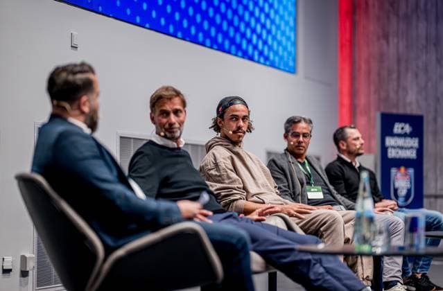 Juergen Klopp (Red Bull Global Head of Soccer), Yussuf Poulsen, David Wagner und Marcel Schaefer (Geschaeftsfuehrer Sportdirektor Manager). 2. Tag Red Bull Wings Cup. 23. April 2025 Red Bull Arena, Leipzig. Red Bull Wings Cup