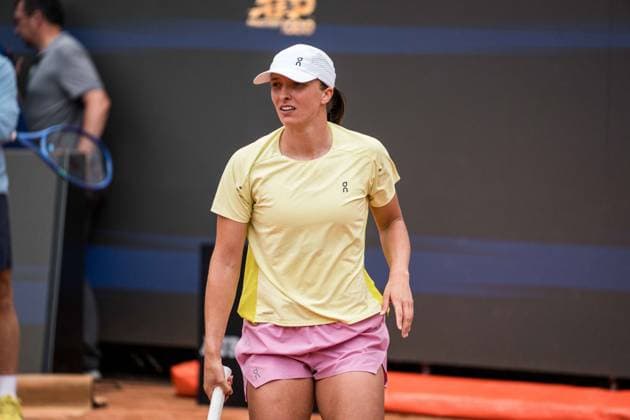 TENNIS : Open de Rome - 05 05 2025 May 5th, 2025 - Iga Swiatek from Poland during a practice session in Rome with Ons Jabeur from Tunisia -  Copyright: xTristanxLapierrex
