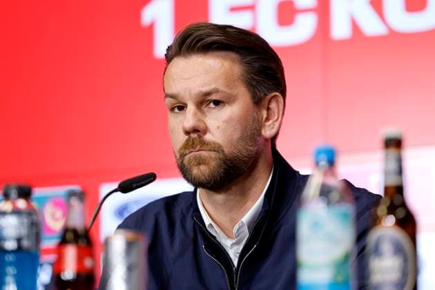 Der vorübergehende FC-Geschäftsführer Thomas Kessler bei der Pressekonferenz zur Vorstellung des neuen Trainers des 1. FC Köln im RheinEnergieStadion. Köln, 05.05.2025 (DFL DFB REGULATIONS PROHIBIT ANY USE OF PHOTOGRAPHS as IMAGE SEQUENCES and or QUASI-VIDEO) NRW Deutschland