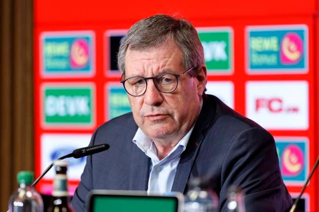 FC-Präsident Werner Wolf bei der Pressekonferenz zur Vorstellung des neuen Trainers des 1. FC Köln im RheinEnergieStadion. Köln, 05.05.2025 (DFL DFB REGULATIONS PROHIBIT ANY USE OF PHOTOGRAPHS as IMAGE SEQUENCES and or QUASI-VIDEO) NRW Deutschland