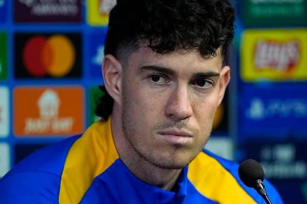 May 5, 2025, Milan, Milan, Italy: Alessandro Bastoni of Inter attends his press conference, PK, Pressekonferenz ahead of their UEFA Champions League 2024 25 semi final first second leg match against FC Barcelona, Barca at Giuseppe Meazza Stadium on May 05, 2025 in Milan, Italy. Milan Italy - ZUMAa181 20250505_zaa_a181_005 Copyright: xDennisxAgyemanx