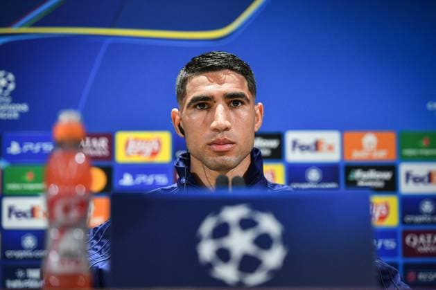 Sport Themen der Woche KW19 Sport Bilder des Tages Fußball, CL, Paris St. Germain Pressekonferenz PSG presser before facing Arsenal - FA Paris Saint-Germain’s defender Achraf Hakimi speaks during a press conference, PK, Pressekonferenz at the PSG Campus on May 6, 2025, before the UEFA Champions League football match between Paris Saint-Germain and Arsenal FC at the Parc des Princes Stadium in Paris on May 7, 2025. Photo by Firas Abdullah ABACAPRESS.COM Paris Ile-de-France France  Copyright: xAbdullahxFiras ABACAx