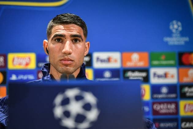 Fußball, CL, Paris St. Germain Pressekonferenz PSG presser before facing Arsenal - FA Paris Saint-Germain’s defender Achraf Hakimi speaks during a press conference, PK, Pressekonferenz at the PSG Campus on May 6, 2025, before the UEFA Champions League football match between Paris Saint-Germain and Arsenal FC at the Parc des Princes Stadium in Paris on May 7, 2025. Photo by Firas Abdullah ABACAPRESS.COM Paris Ile-de-France France  Copyright: xAbdullahxFiras ABACAx