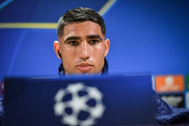 Fußball, CL, Paris St. Germain Pressekonferenz PSG presser before facing Arsenal - FA Paris Saint-Germain’s defender Achraf Hakimi speaks during a press conference, PK, Pressekonferenz at the PSG Campus on May 6, 2025, before the UEFA Champions League football match between Paris Saint-Germain and Arsenal FC at the Parc des Princes Stadium in Paris on May 7, 2025. Photo by Firas Abdullah ABACAPRESS.COM Paris Ile-de-France France  Copyright: xAbdullahxFiras ABACAx