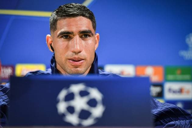 Fußball, CL, Paris St. Germain Pressekonferenz PSG presser before facing Arsenal - FA Paris Saint-Germain’s defender Achraf Hakimi speaks during a press conference, PK, Pressekonferenz at the PSG Campus on May 6, 2025, before the UEFA Champions League football match between Paris Saint-Germain and Arsenal FC at the Parc des Princes Stadium in Paris on May 7, 2025. Photo by Firas Abdullah ABACAPRESS.COM Paris Ile-de-France France  Copyright: xAbdullahxFiras ABACAx