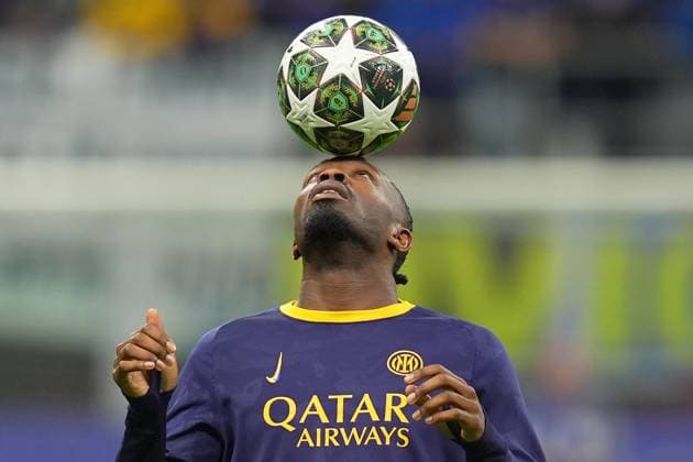 Inter Milan s Marcus Thuram during the Uefa Champions League soccer match between Inter and Barcelona at San Siro Stadium in Milan , North Italy - Tuesday May 06, 2025 . - Soccer  Copyright: xSpada LaPressex