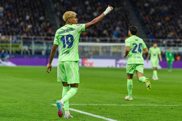 FC Internazionale vs FC Barcelona, Barca - UEFA Champions League 2024 25 Semi Final - 2nd leg - 06 05 2025 Lamine Yamal of FC Barcelona gestures during UEFA Champions League 2024 25 Semi Final - 2nd leg football match between FC Internazionale and FC Barcelona at San Siro Stadium Copyright: xBEAUTIFULxSPORTS Carabellix
